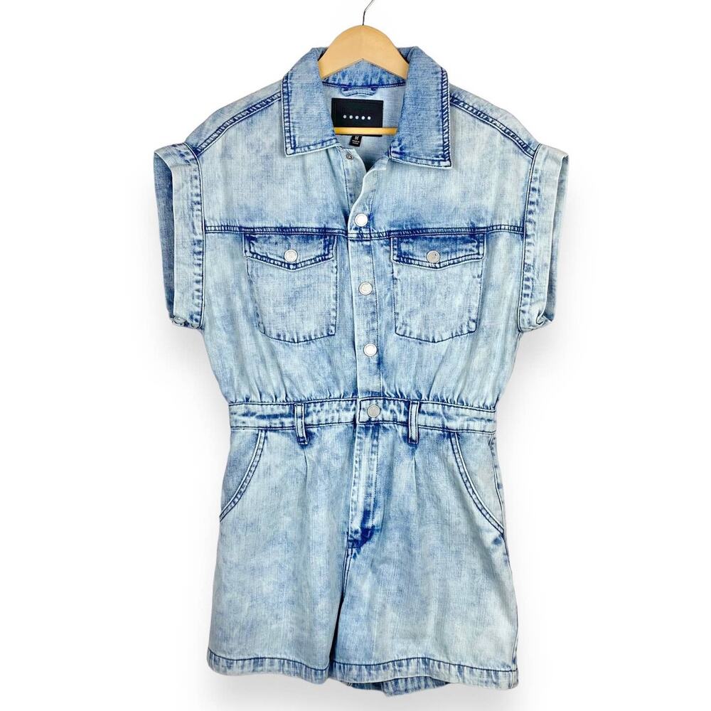 Revolve x Blank NYC Romper Women's Medium Blue Blind Journey Washed Denim - Picture 2 of 16